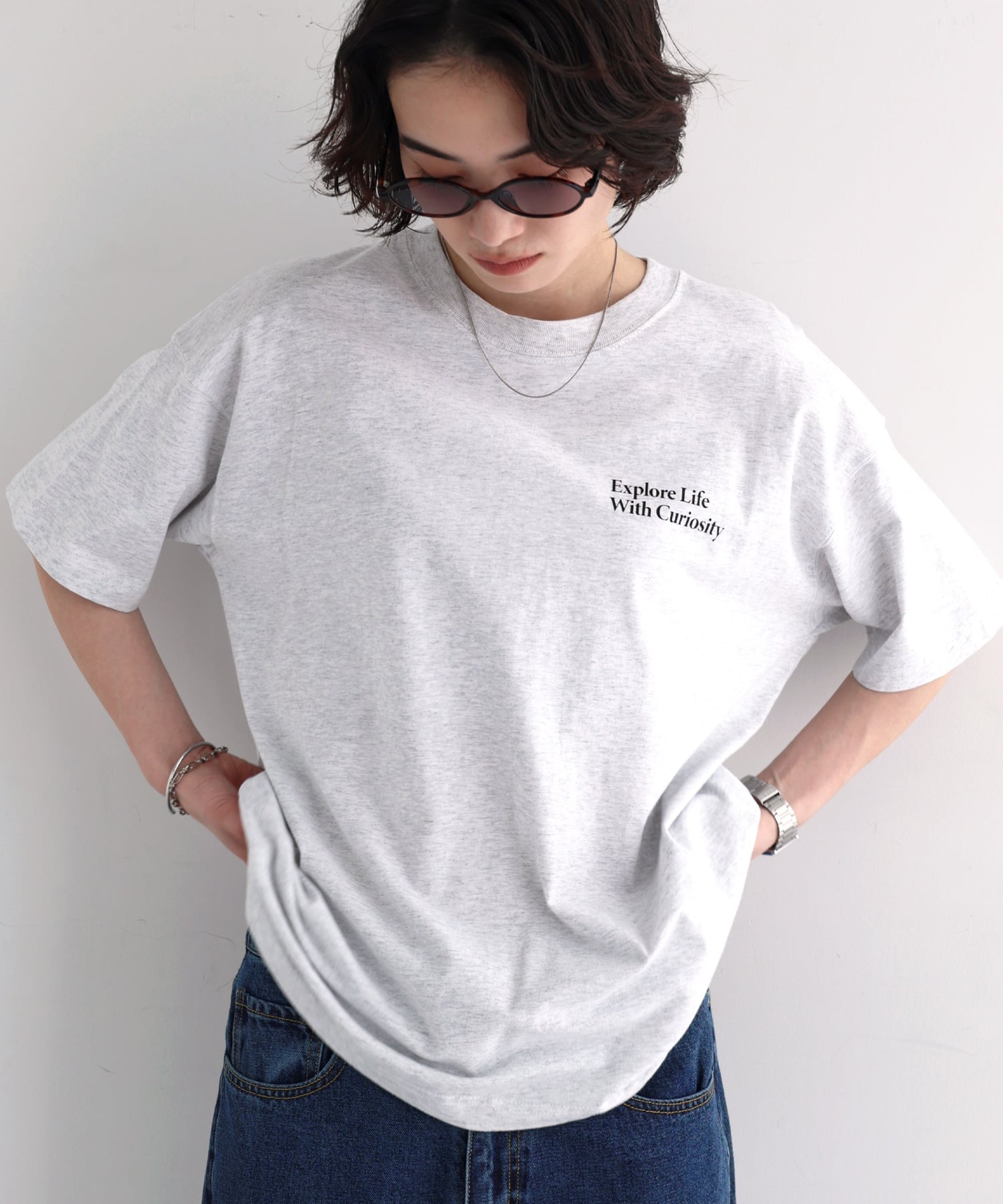 ANME 企業 ロゴ プリント 半袖 Tシャツ ANME アンメ アンドミー トップス カットソー・Tシャツ ホワイト グレー