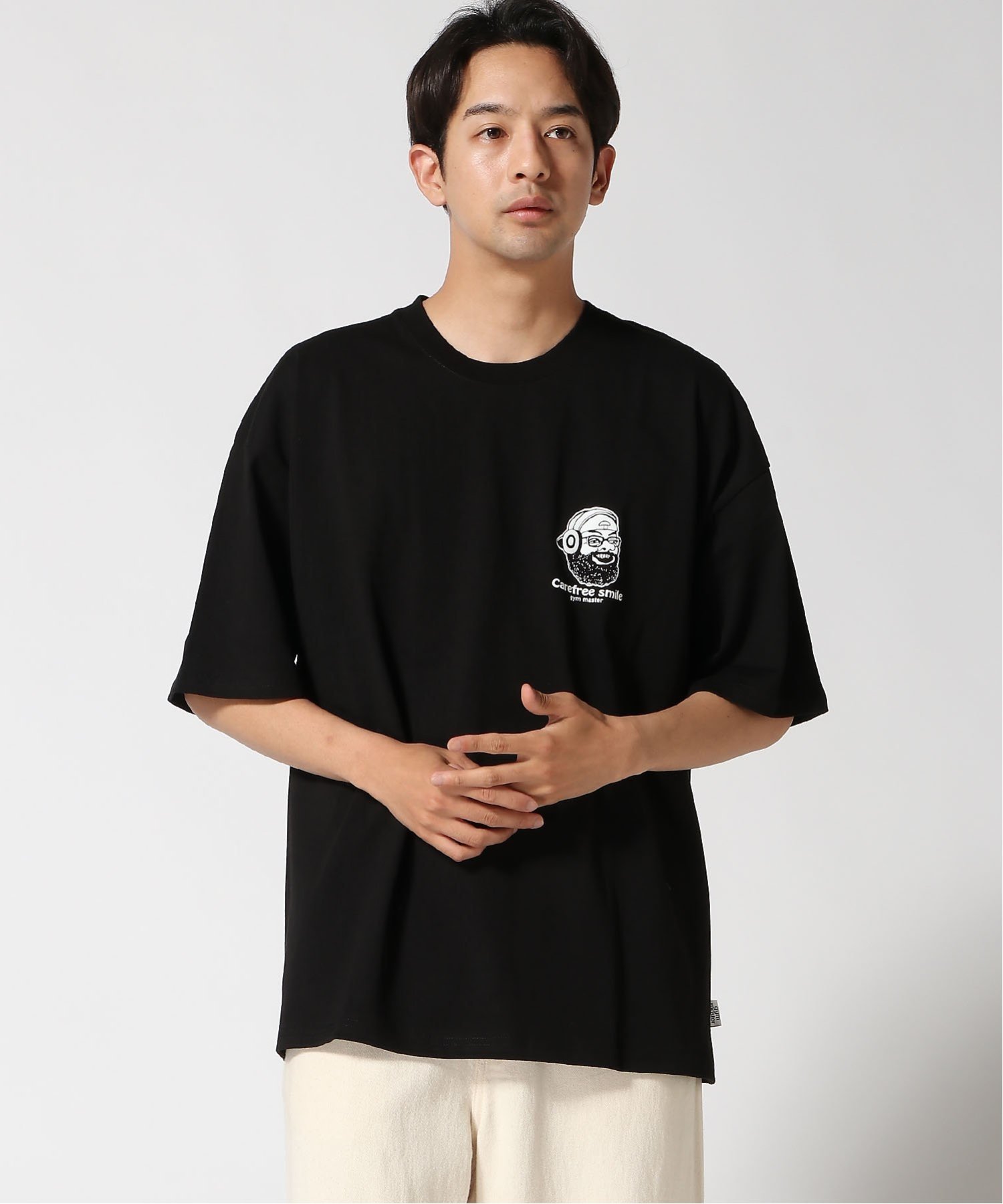 gym master gym master/(U)7.4oz carefree smile ビッグTee ジムマスター トップス カットソー・Tシャツ カーキグリーン ホワイト ベージュ ブラック グレー