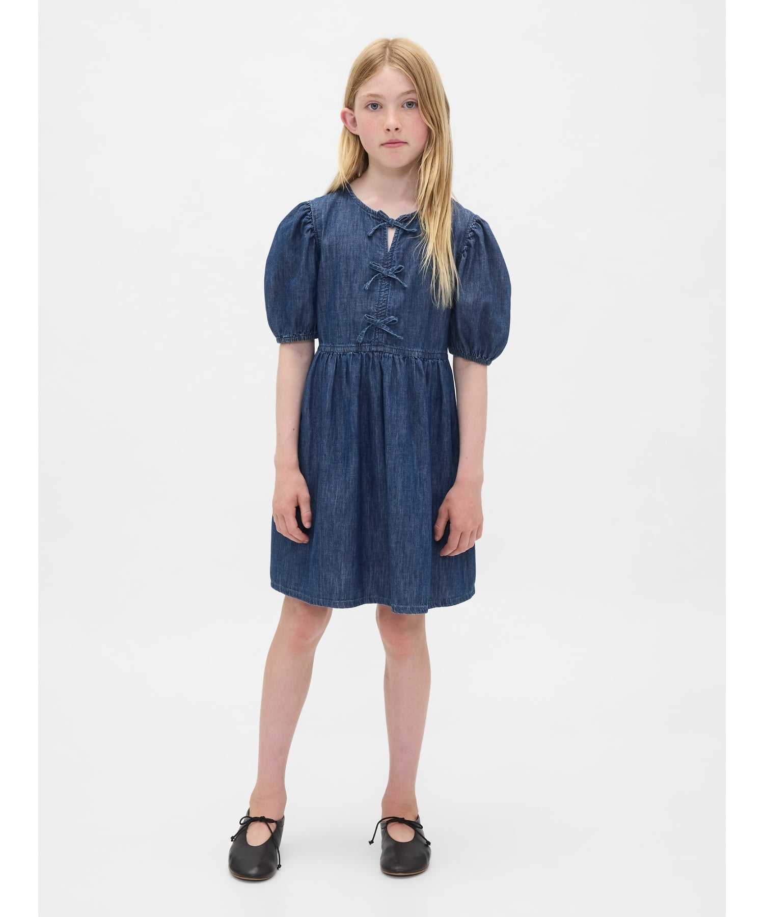 【SALE／65%OFF】GAP (K)デニム パフスリーブ ワンピース (キッズ) ギャップ ワンピース・ドレス ワンピース ネイビー