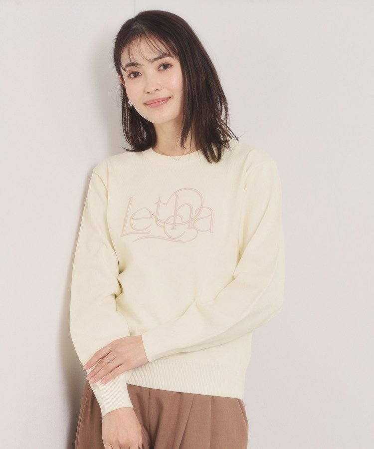 【SALE／60%OFF】ITS' DEMO 【手洗い可】ロゴ刺繍ニット イッツデモ トップス ニット ネイビー ホワイト ブルー