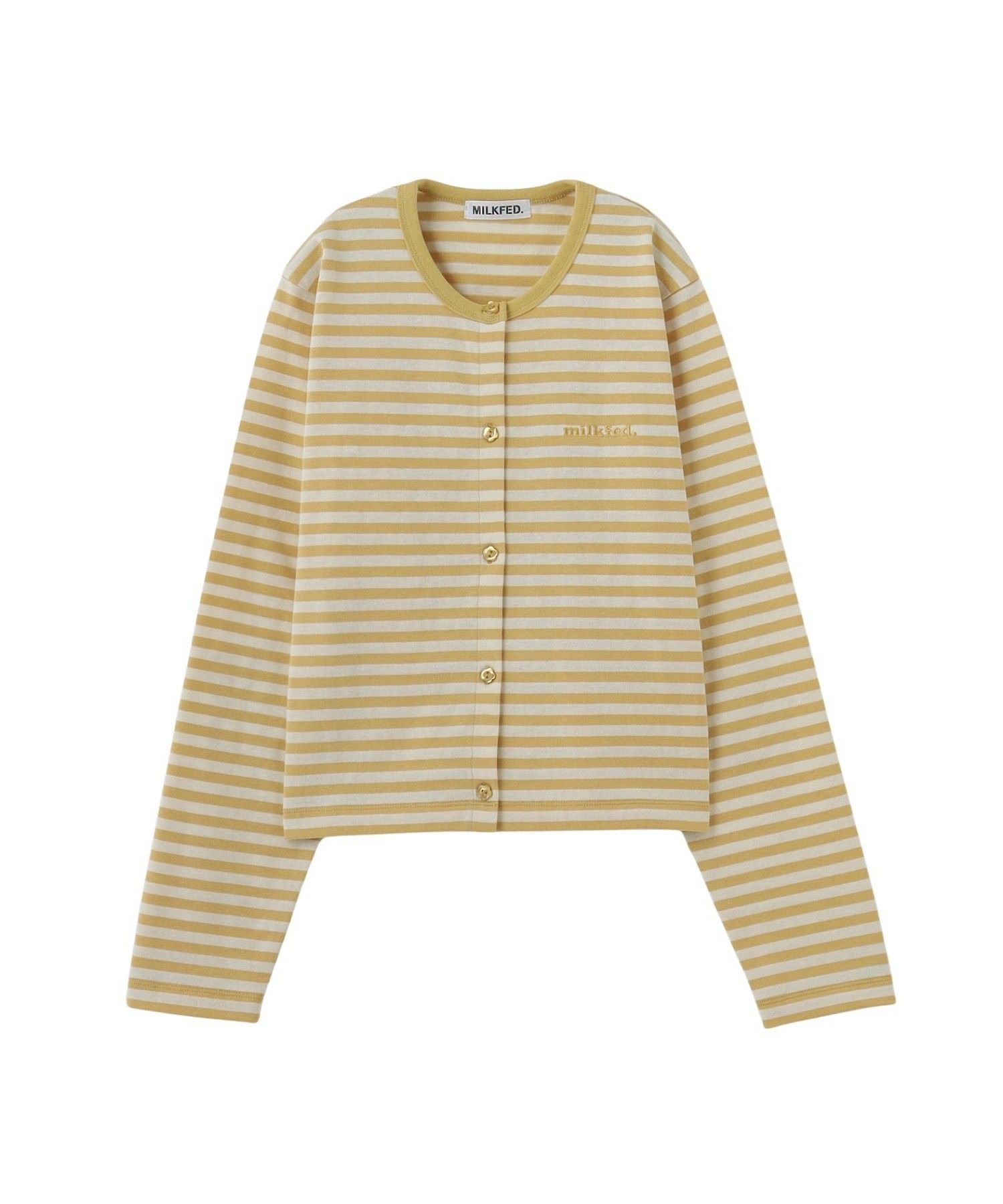 MILKFED. FLOWER ELBOW CARDIGAN ミルクフェド トップス ニット ブラック イエロー ネイビー