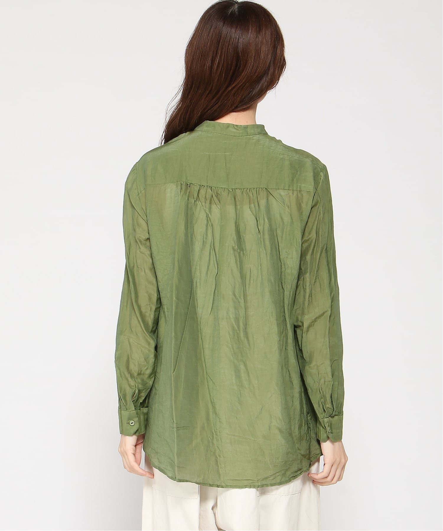 pas de calais コットンシルクローン ボリュームブラウス パドカレ トップス シャツ・ブラウス グリーン