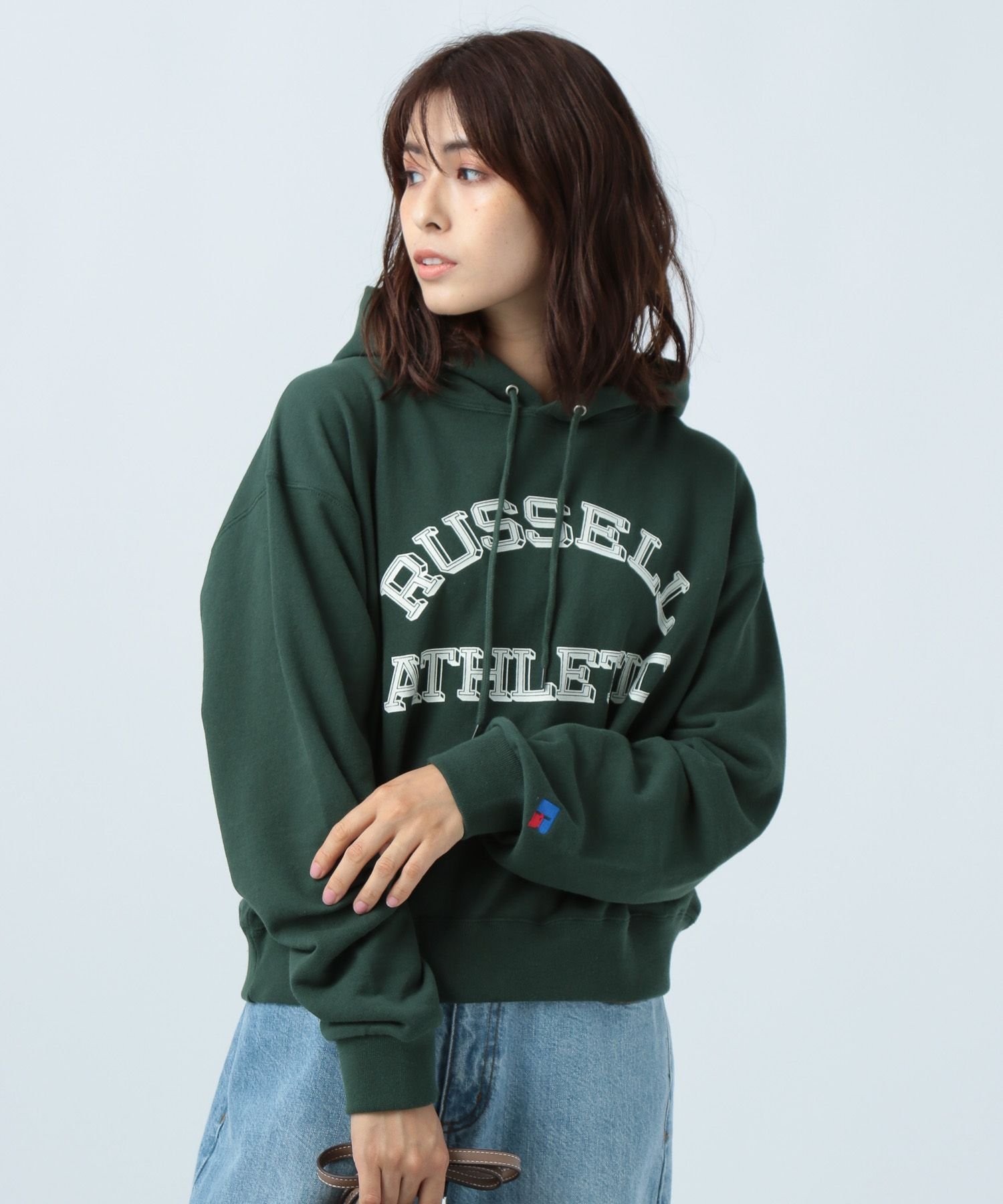 【SALE／50%OFF】Russell Athletic (W)RUSSEL/ロゴフードSW ベイフロー トップス スウェット・トレーナー グリーン ネイビー グレー