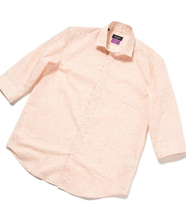 MEN'S BIGI フラワープリント七分袖シャツ メンズ ビギ トップス シャツ・ブラウス ピンク ベージュ ネイビー
