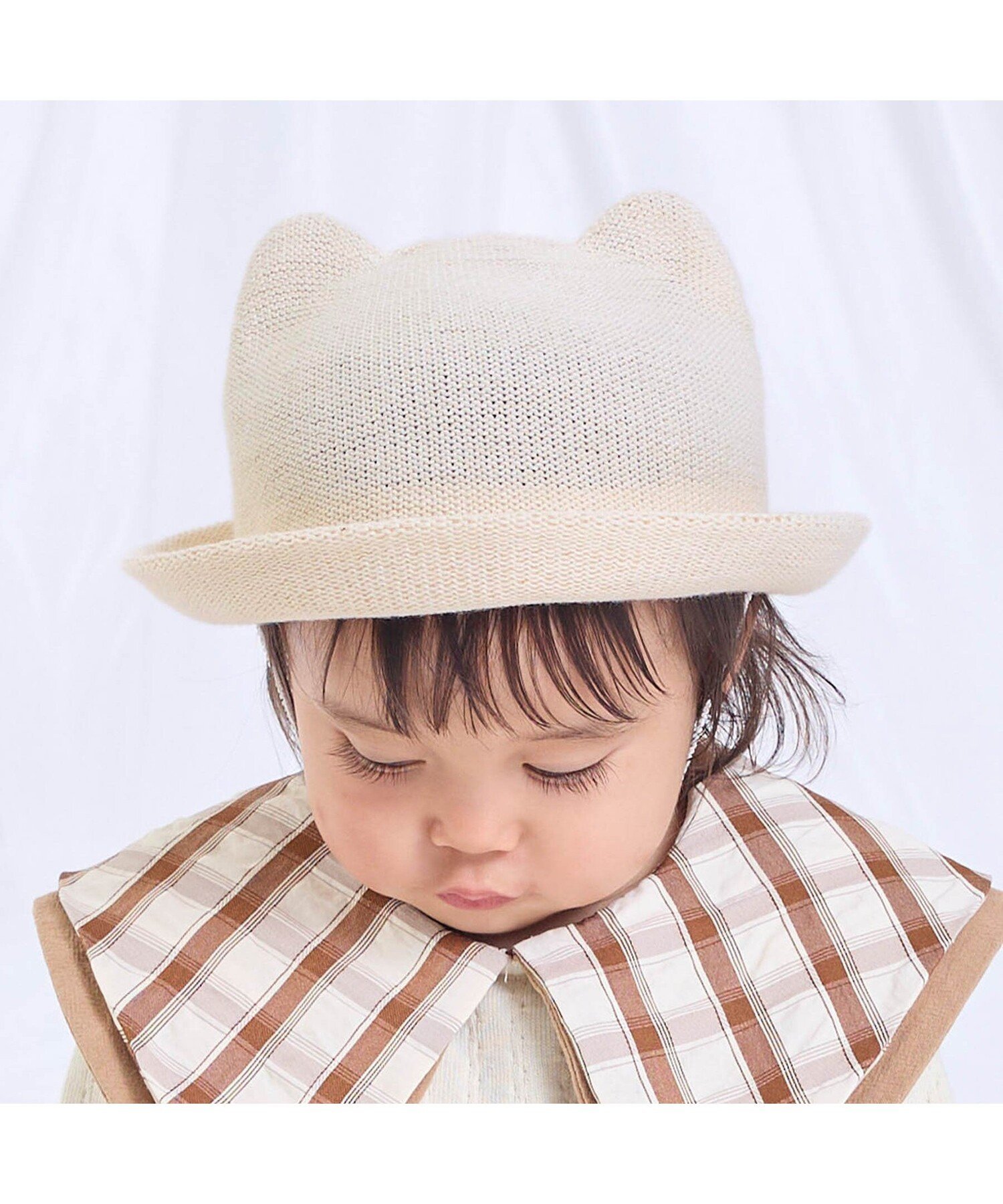 Ampersand くまちゃんベビーハット エフオーオンラインストア 帽子 その他の帽子 ブラウン ホワイト