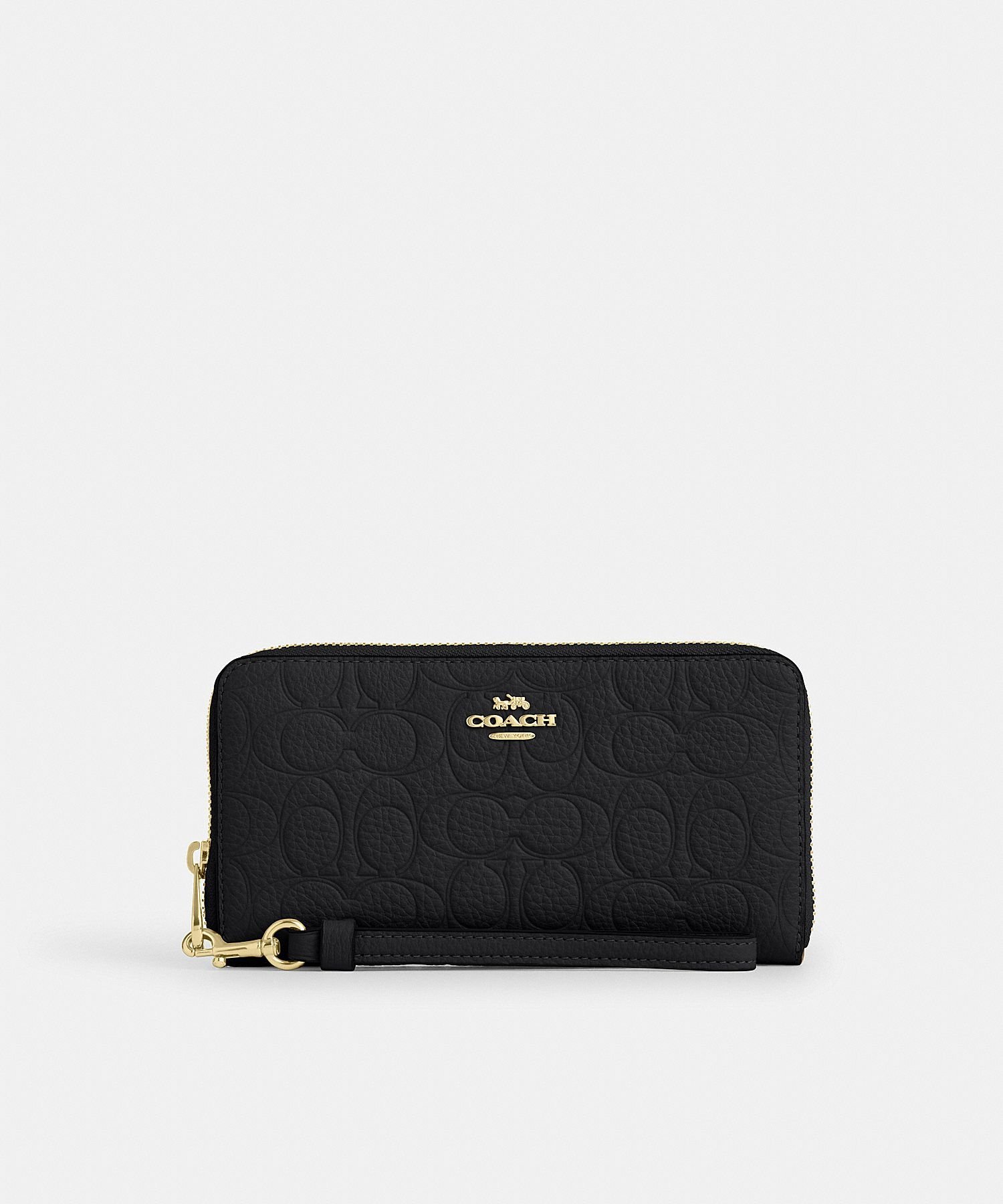 【SALE／62%OFF】COACH OUTLET 【公式】ロング ジップ アラウンド ウォレット・シグネチャー レザー コーチ　アウトレット 財布・ポーチ・ケース 財布 ブラック【送料無料】のサムネイル