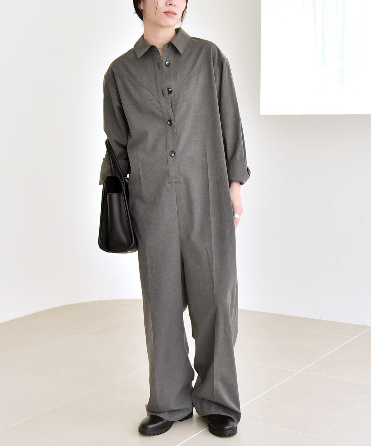 quaranciel quaranciel:＜洗濯機可能＞レギュラーカラー ジャンプスーツ シップス オールインワン・オ..