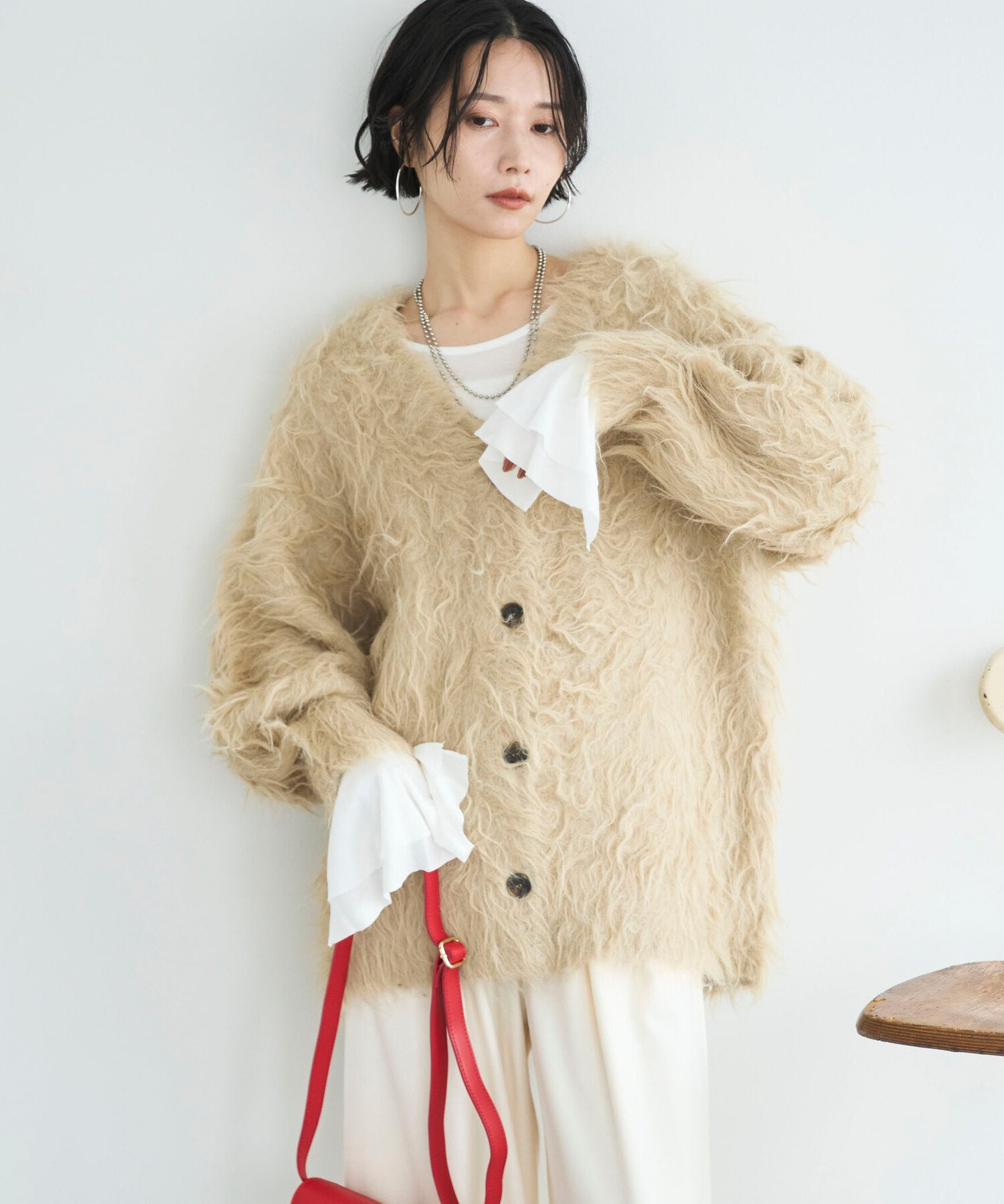 【SALE／40%OFF】DOUX ARCHIVES シャギーニットカーディガン ドゥアルシーヴ トップス カーディガン ブラウン ベージュ【送料無料】のサムネイル