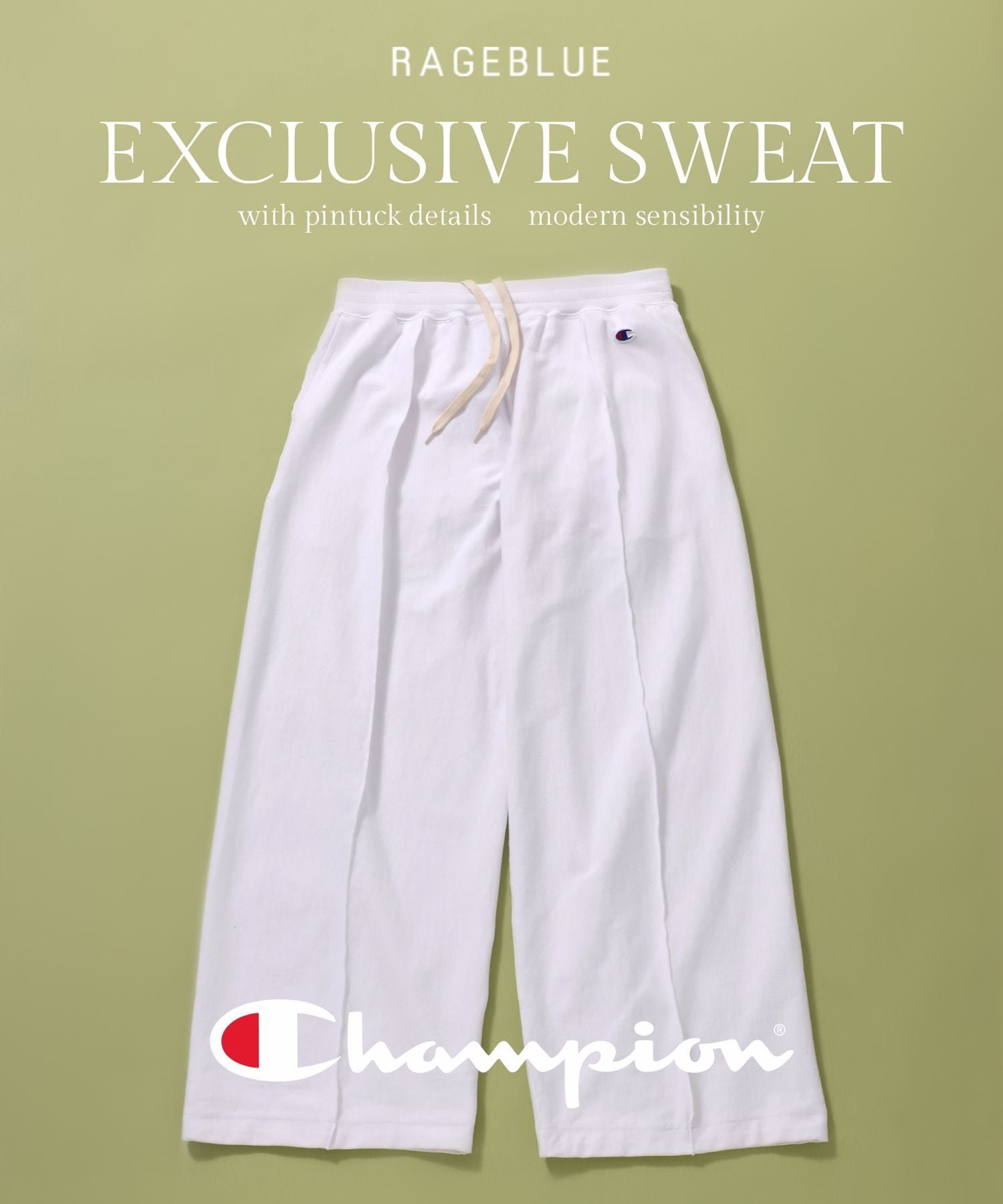 RAGEBLUE 【Champion/チャンピオン】別注ピンタックスウェットイージーパンツ＜セットアップ着用可能＞ レイジブルー パンツ その他のパンツ ブラック グリーン グレー ホワイト