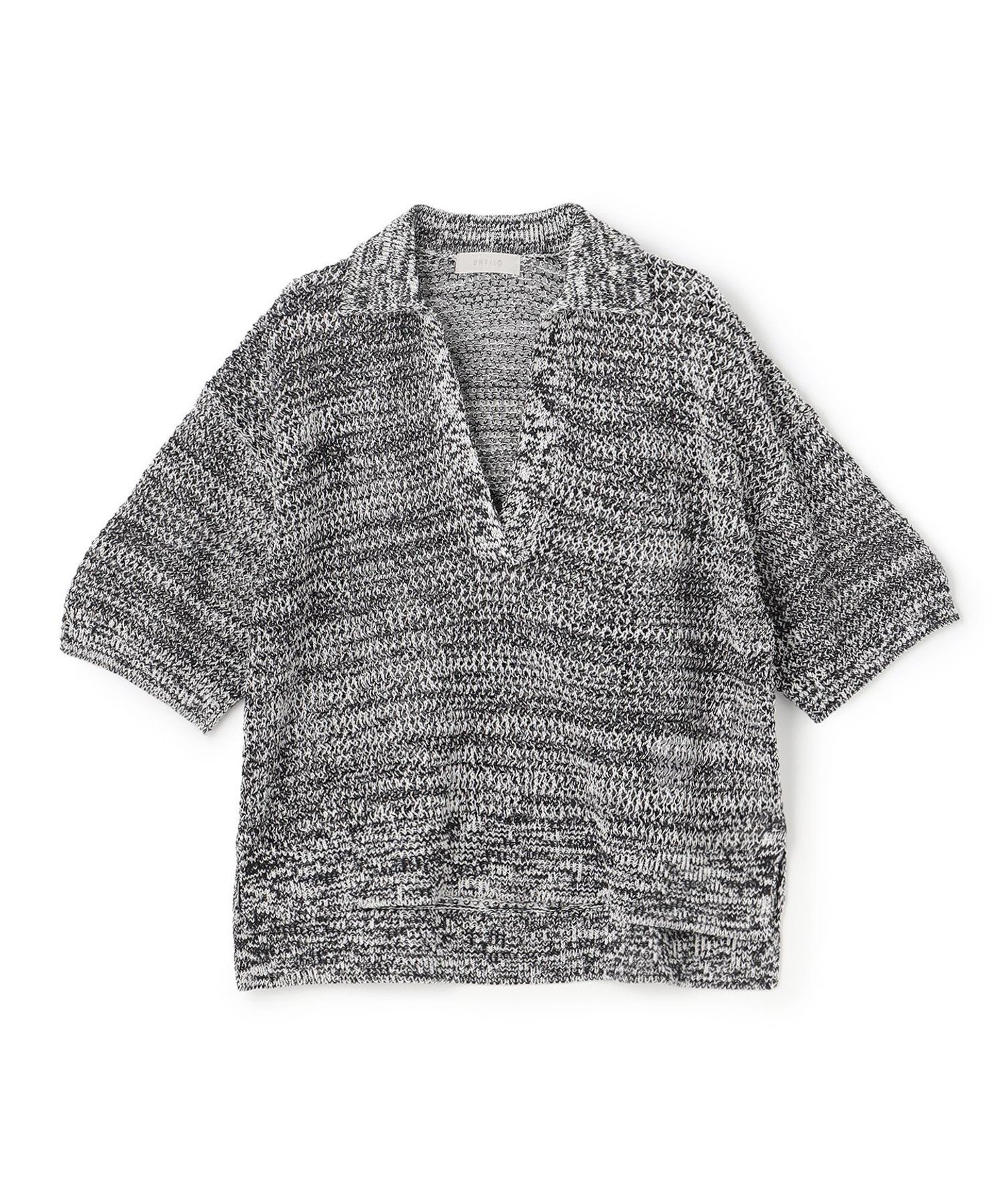 UNFILO L リネンペーパー メッシュニット スキッパー アンフィーロ トップス ニット ブラウン ブラック