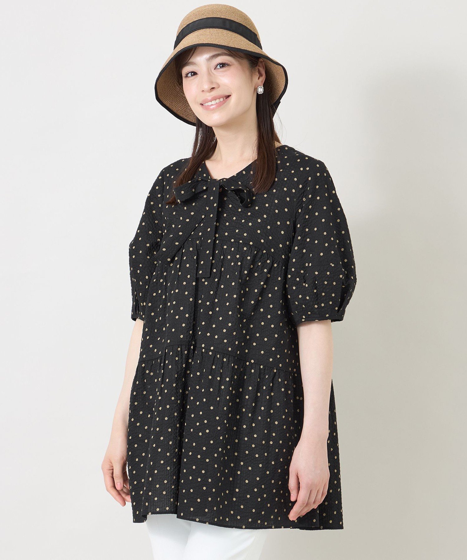 TO BE CHIC ウェーブローン エアリーティアードチュニック トゥー ビー シック トップス シャツ・ブラウス ブルー ブラック