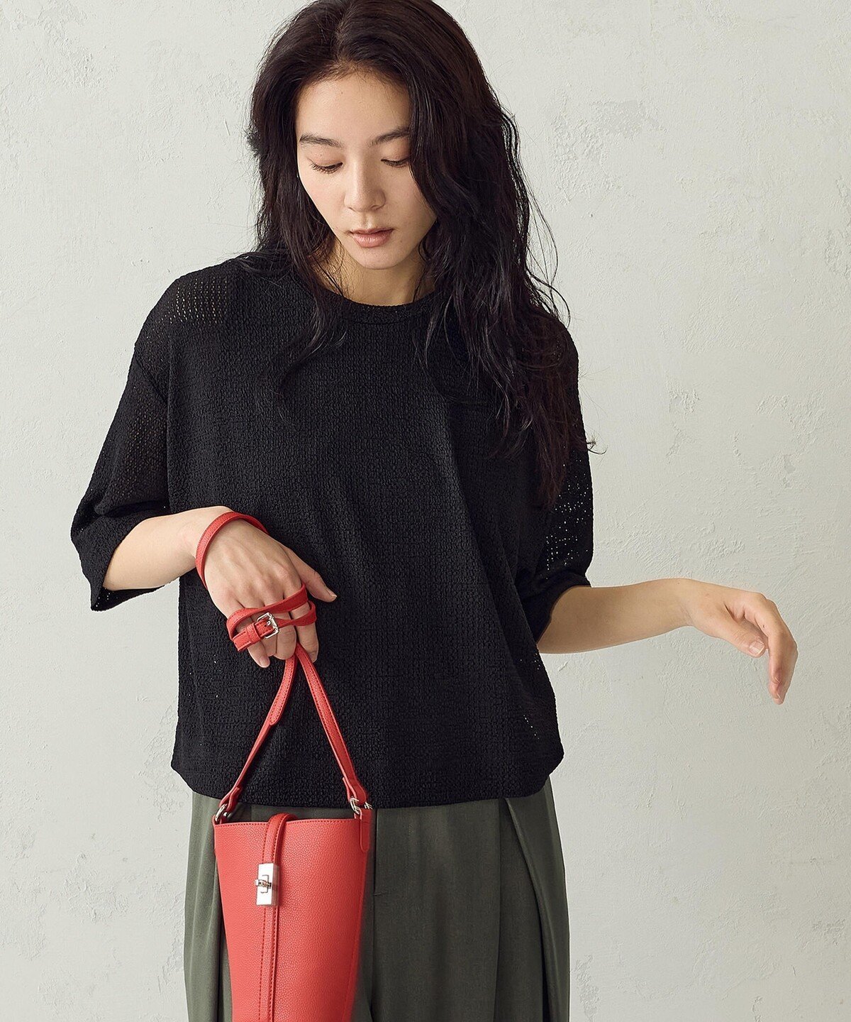 MONO COMME CA ひねり金具 ミニショルダー コムサイズム バッグ ショルダーバッグ レッド ブラック ブラウン【送料無料】