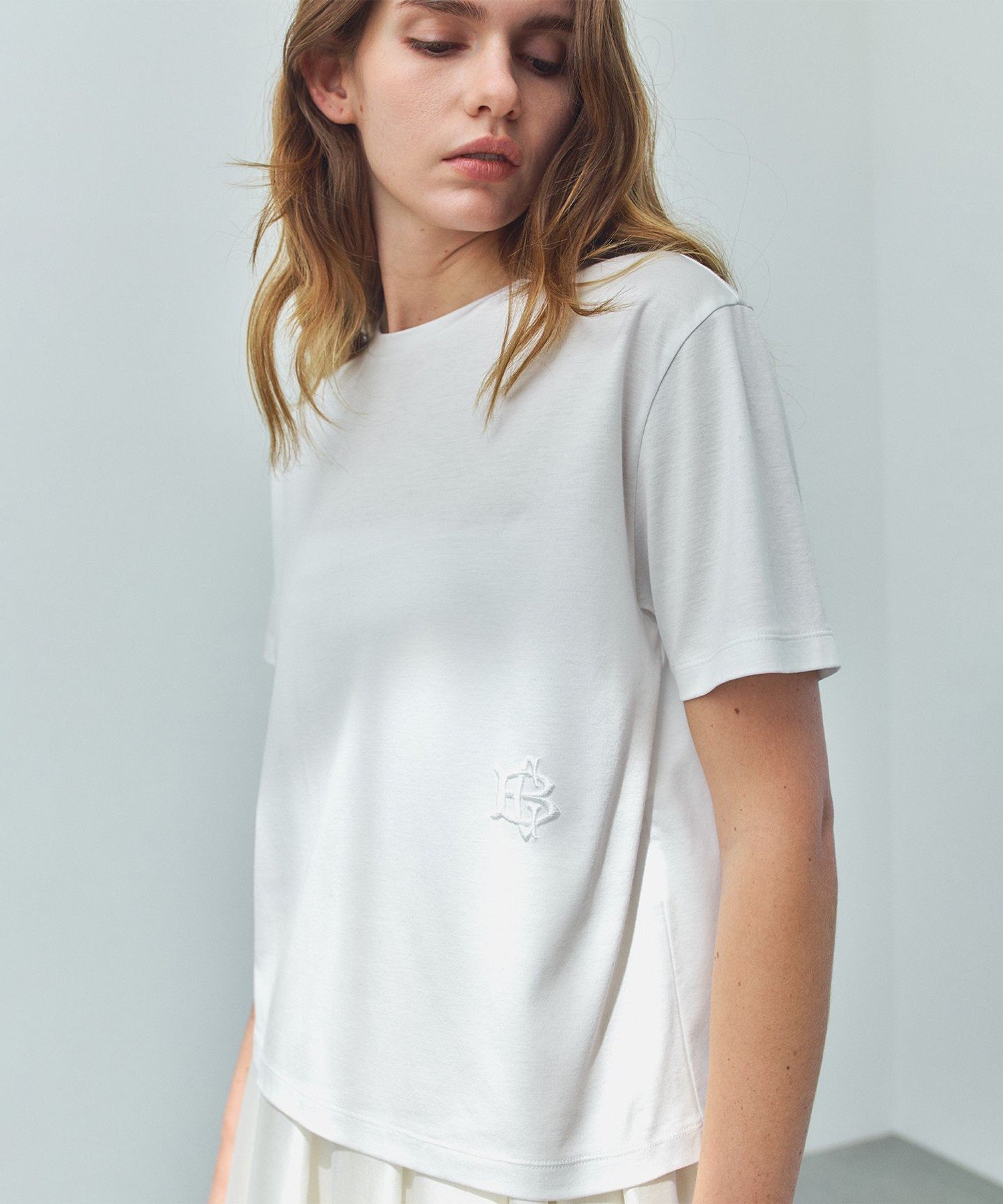 , COOKE / オリジナルロゴ刺繍Tシャツ ベイジ, トップス カットソー・Tシャツ ネイビー ホワイト