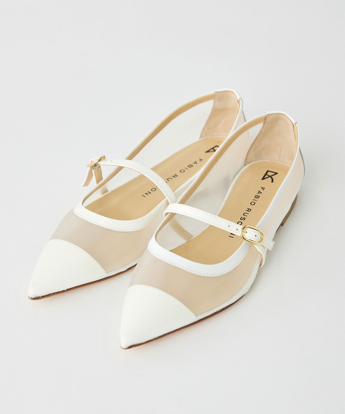 【SALE／60%OFF】INED ポインテッドトゥメッシュ メリージェーンフラットパンプス《FABIO RUSCONI / ファビオルスコーニ》 イネド シューズ・靴 バレエシューズ ホワイト【送料無料】