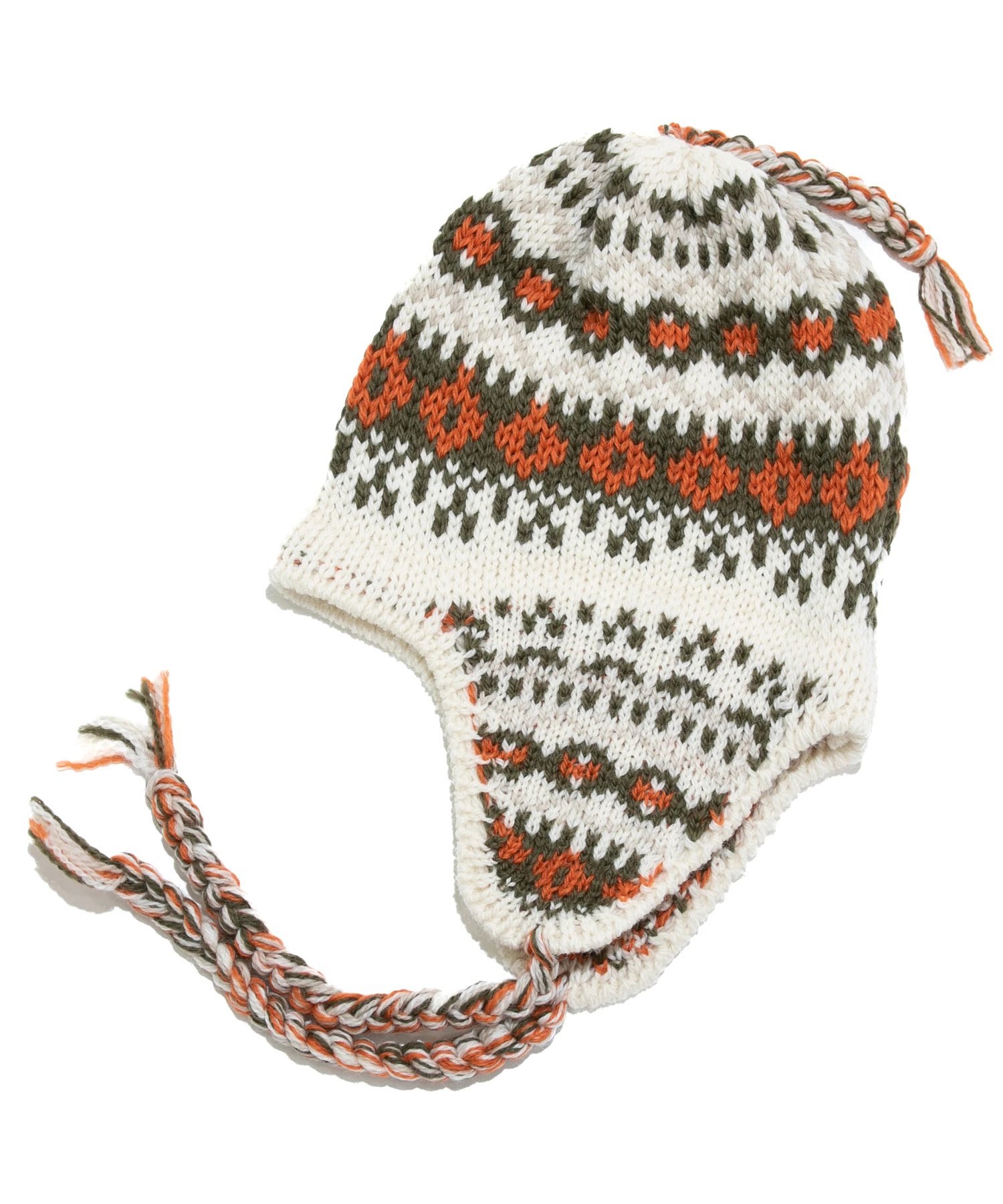 HIGHLAND 2000 HIGHLAND2000/(U)Fairisle Hat w/Ear Cover&Rope Tassels ゴースローキャラバン 帽子 ニット帽・ビーニー ベージュ ブラック ブルー