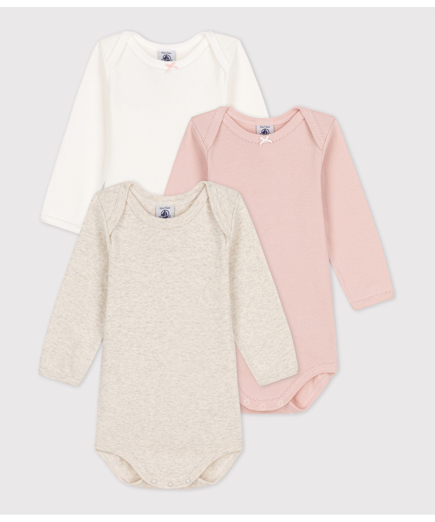 プチバトー ベビー服 男の子 【SALE／30%OFF】PETIT BATEAU 長袖ボディ3枚組 プチバトー マタニティウェア・ベビー用品 ロンパース・カバーオール【送料無料】