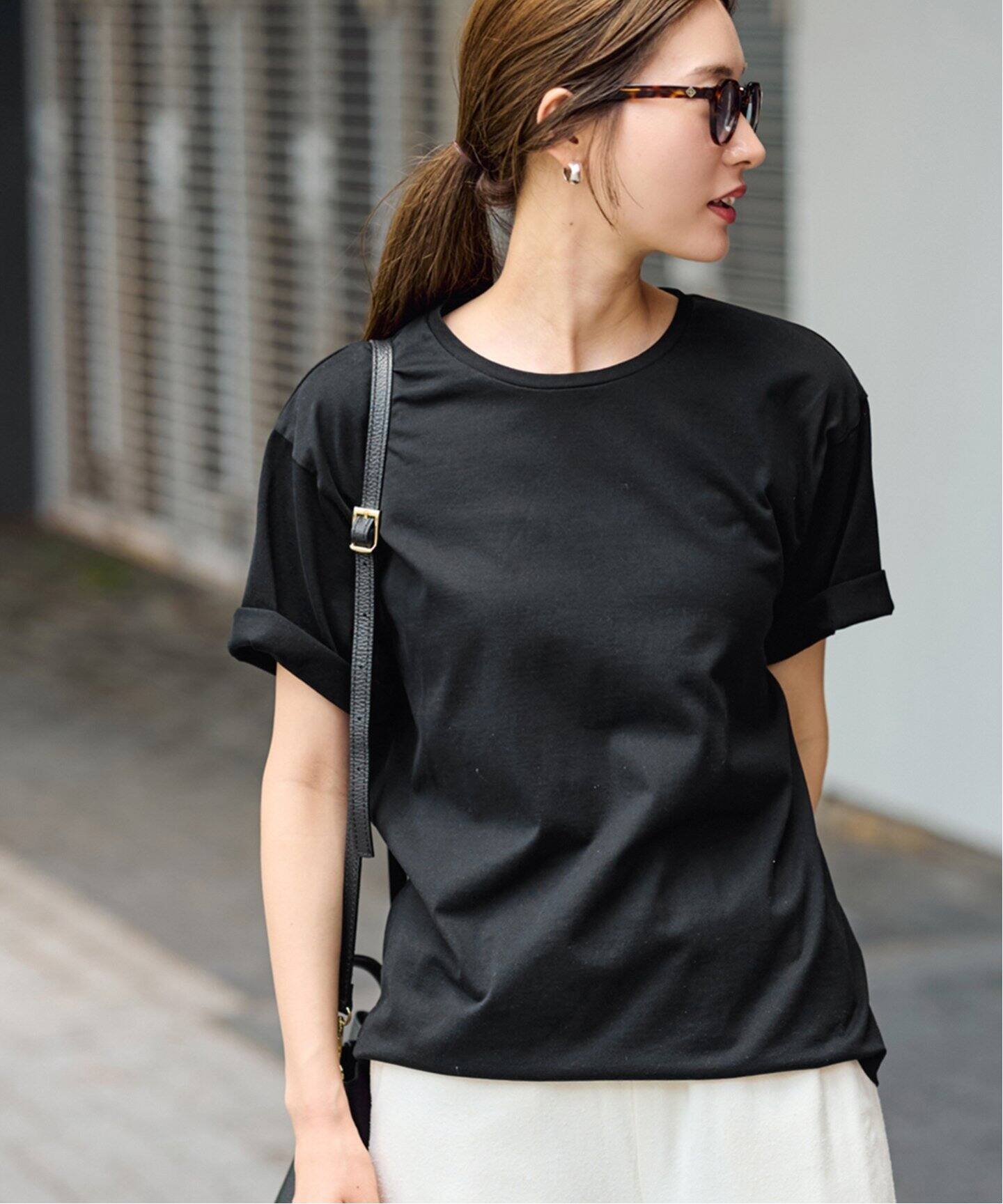 【SALE／30%OFF】FRAMeWORK コンパクトジャージTEE フレームワーク トップス カットソー・Tシャツ ブラック ブラウン ホワイト【送料無料】のサムネイル