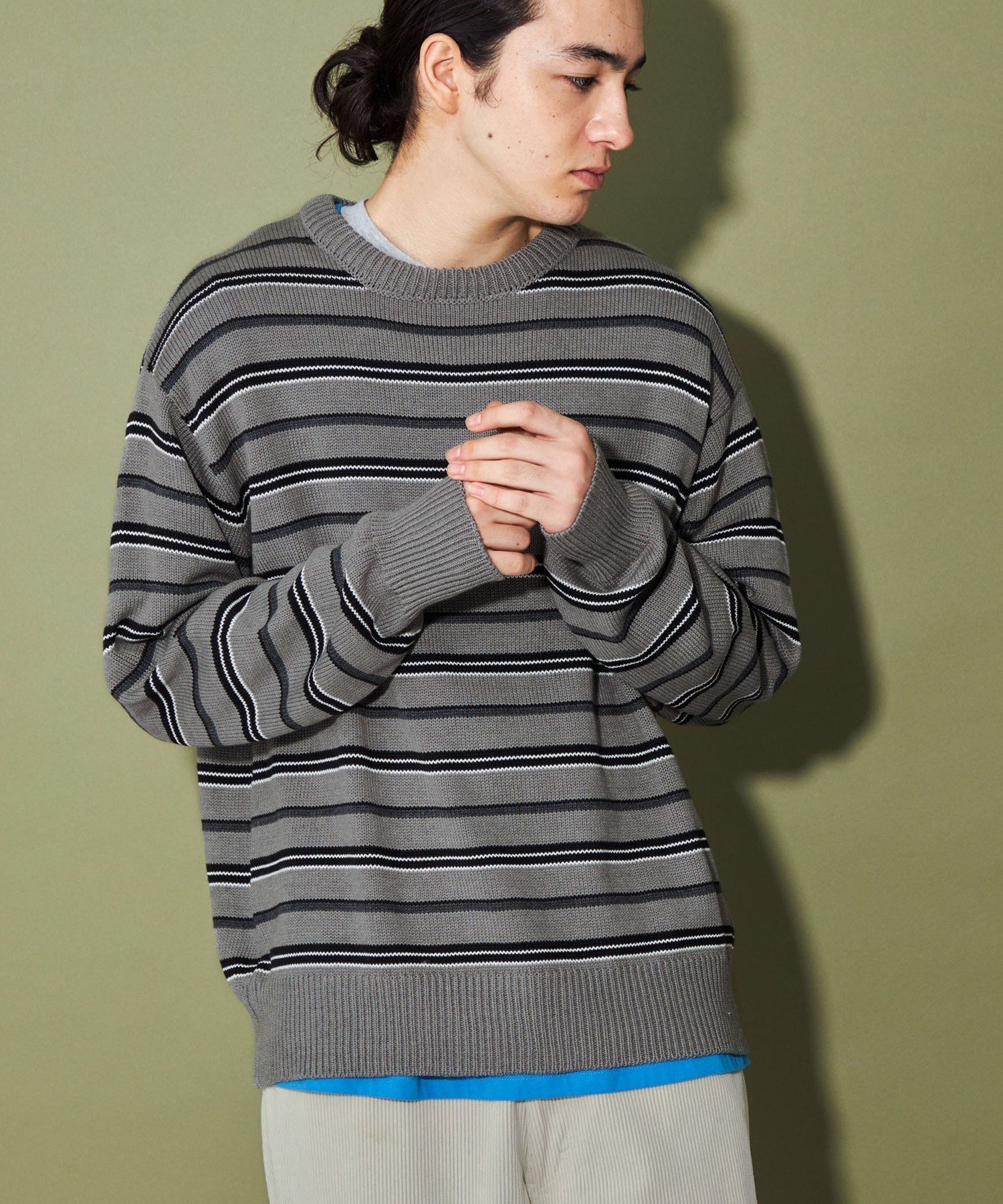 【SALE／70%OFF】CITEN ＜CITEN＞ランダムボーダーイージーニット ユナイテッドアローズ アウトレット トップス ニット グレーのサムネイル