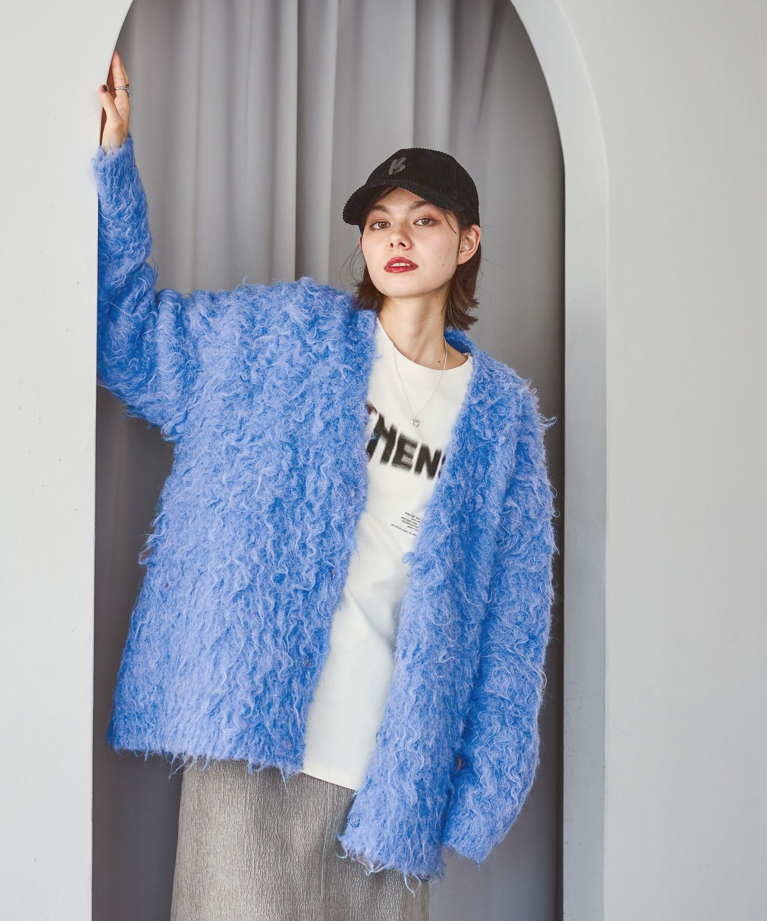 niko and ... フラッフィーブラッシュVカーディガン ニコアンド トップス カーディガン ブルー ピンク グレー ブラウン【送料無料】のサムネイル