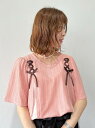 【SALE／66%OFF】axes femme レースアッププルオーバー アクシーズファム トップス カットソー・Tシャツ ピンク ホワイト ブルー カーキ グレー