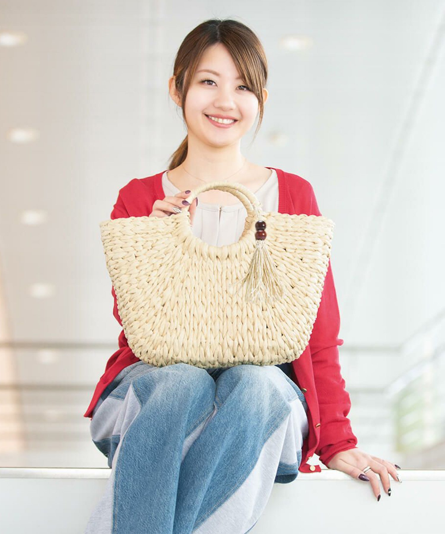 BARCOS 【BARCOS】ラウンドかごバッグ バルコス バッグ トートバッグ ベージュ ブラウン【送料無料】