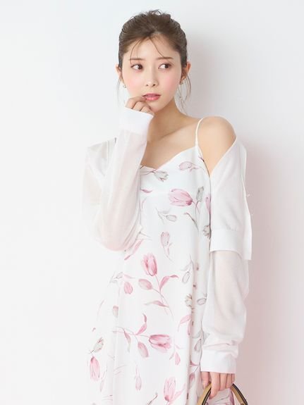 【SALE／40%OFF】CELFORD シアーVネックカーディガン セルフォード トップス カーディガン ホワイト ブラック【送料無料】のサムネイル