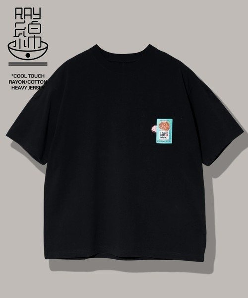 RAY綿 アクティブパターン NOU PKT BIG TEE (MENS) ゴースローキャラバン トップス カットソー・Tシャツ ホワイト ブラック