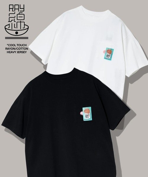 RAY綿 アクティブパターン NOU PKT BIG TEE (MENS) ゴースローキャラバン トップス カットソー・Tシャツ ホワイト ブラック