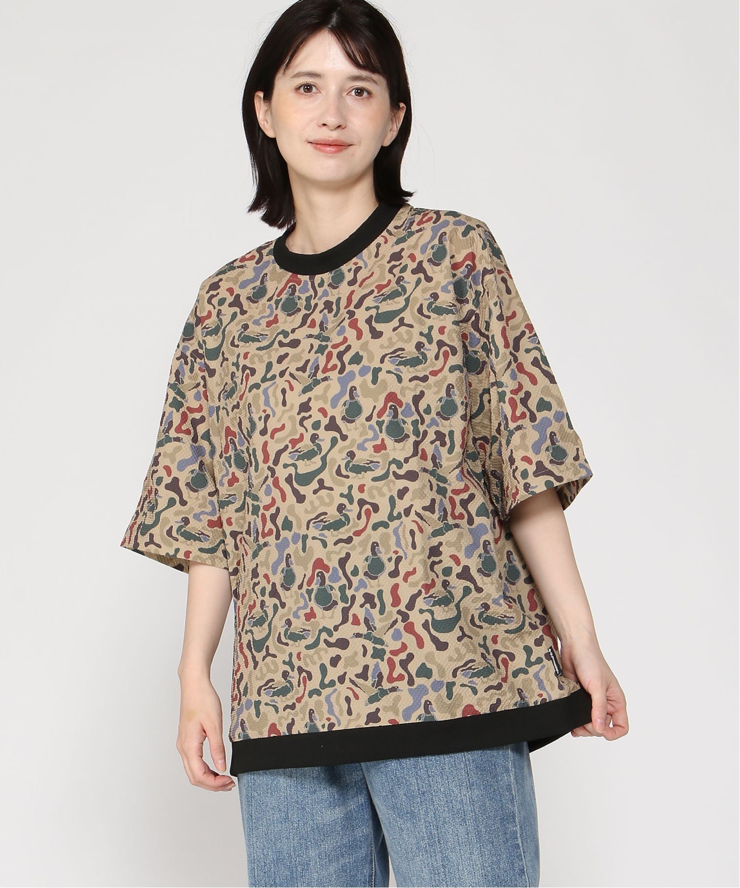 gym master gym master/(U)ULシアサッカーハッピーペイントTee ジムマスター トップス カットソー・Tシャツ ブルー ブラック グレー ベージュ