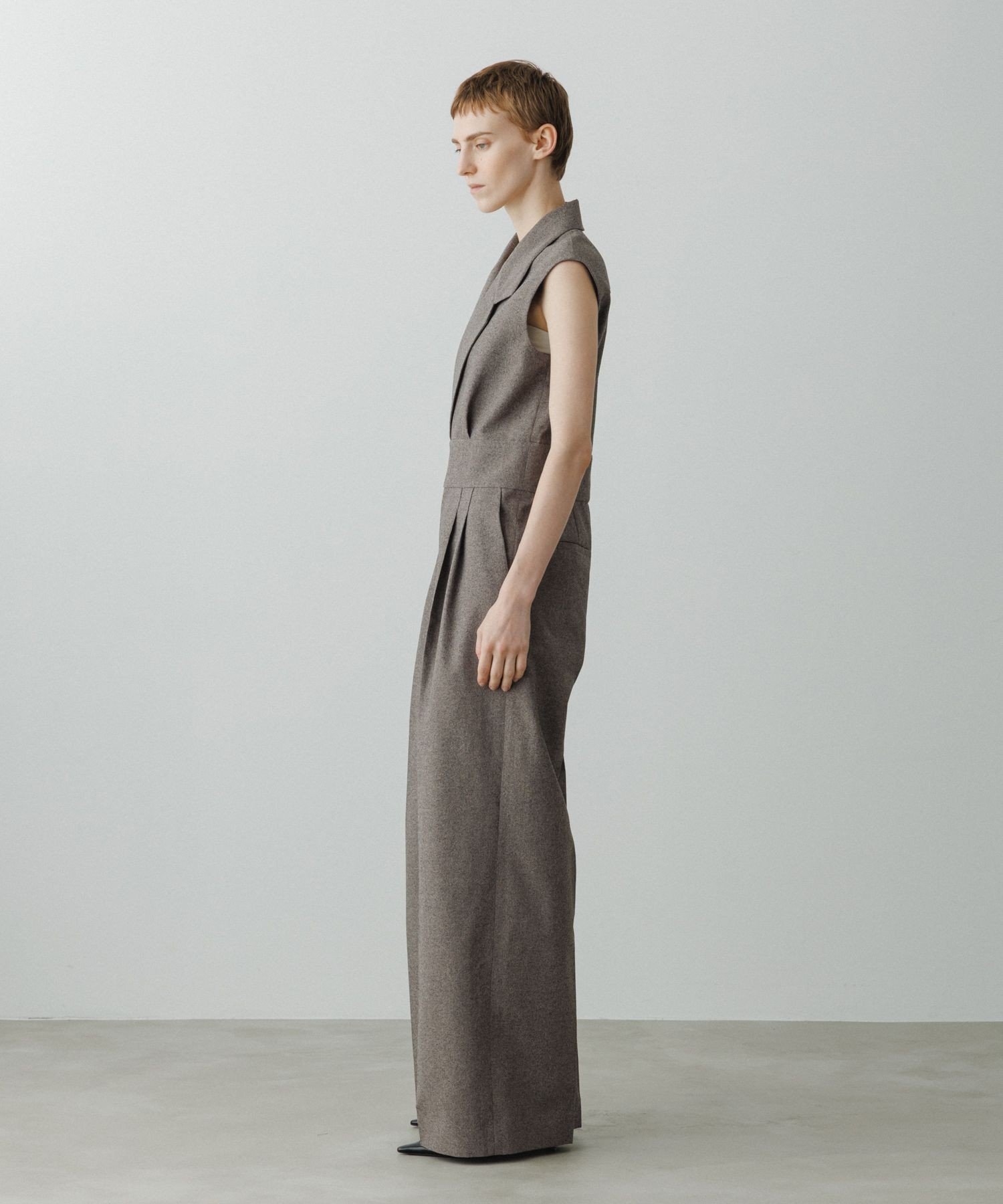 ADAM ET ROPE' FEMME 【EMOELLE】スリーブレスオールインワン メランジ アダムエロペ オールインワン・オーバーオール オールインワン・つなぎ グレー【送料無料】