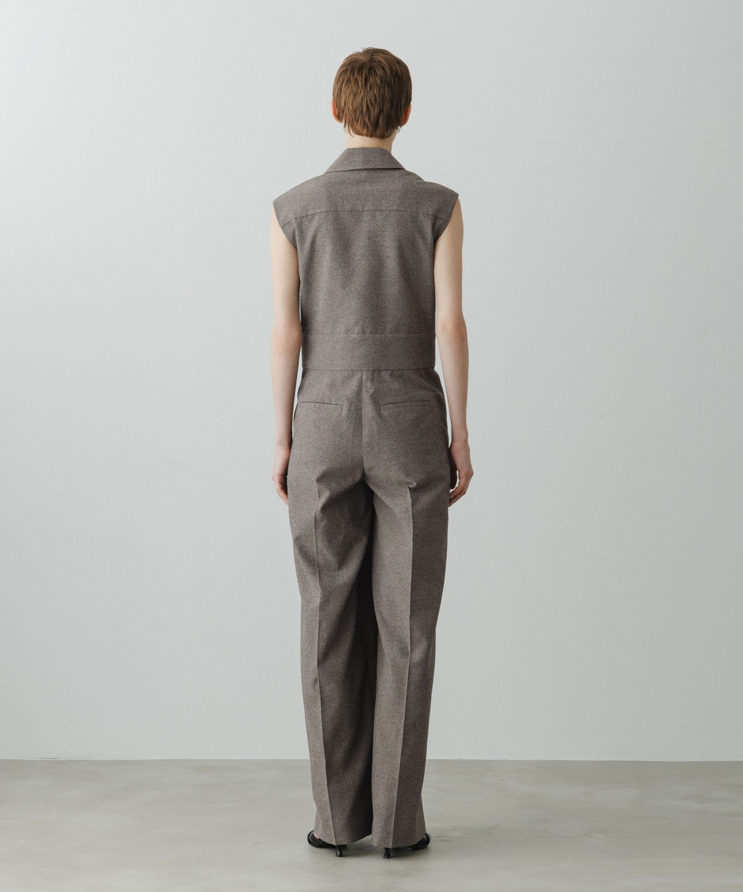 ADAM ET ROPE' FEMME 【EMOELLE】スリーブレスオールインワン メランジ アダムエロペ オールインワン・オーバーオール オールインワン・つなぎ グレー【送料無料】