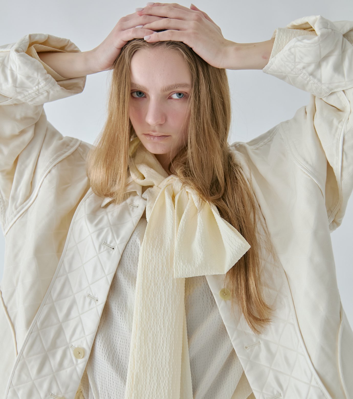 LE CIEL BLEU ギンガムチェックフーデッドシャツ / Gingham Check Hooded Shirt ルシェルブルー トップス シャツ・ブラウス ホワイト ブラック