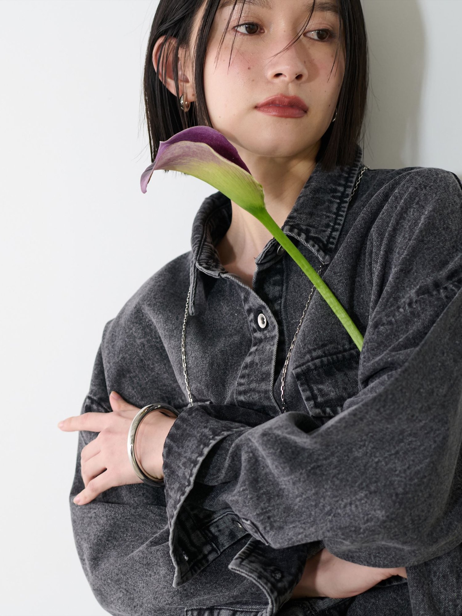 LARUTA デニムオーバーシャツ ラルータ トップス シャツ・ブラウス ブラック ブルー【送料無料】のサムネイル