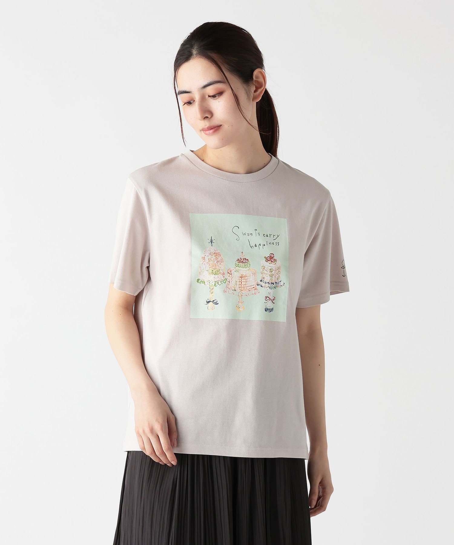 楽天Rakuten FashionAfternoon Tea LIVING ミドルTシャツ/Sweets/maya Shibasaki アフタヌーンティー・リビング トップス カットソー・Tシャツ グレー【送料無料】