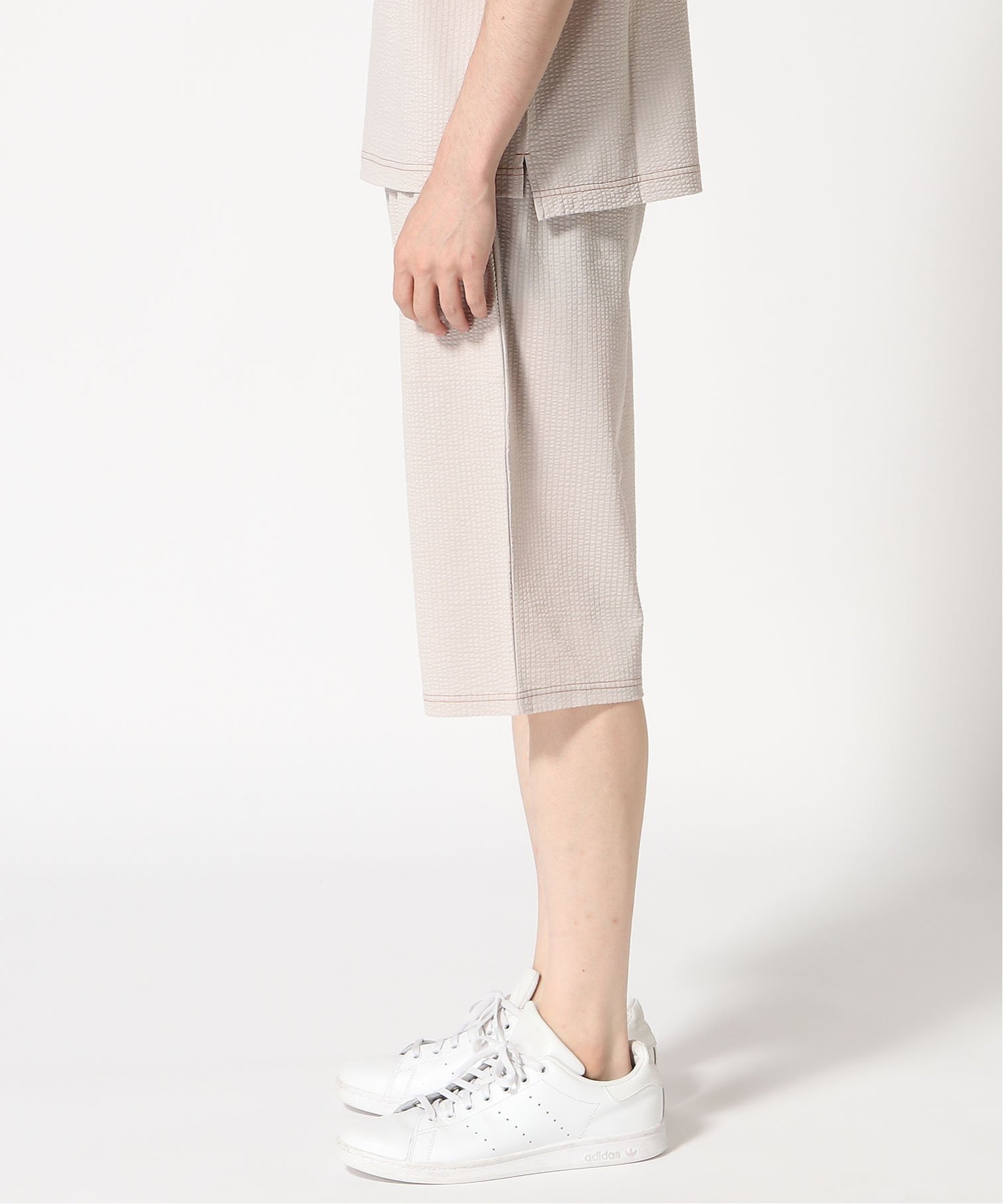 (M)COMME CA MEN/コムサメン シアサッカーハーフパンツ ボディライフ パンツ その他のパンツ ベージュ ネイビー