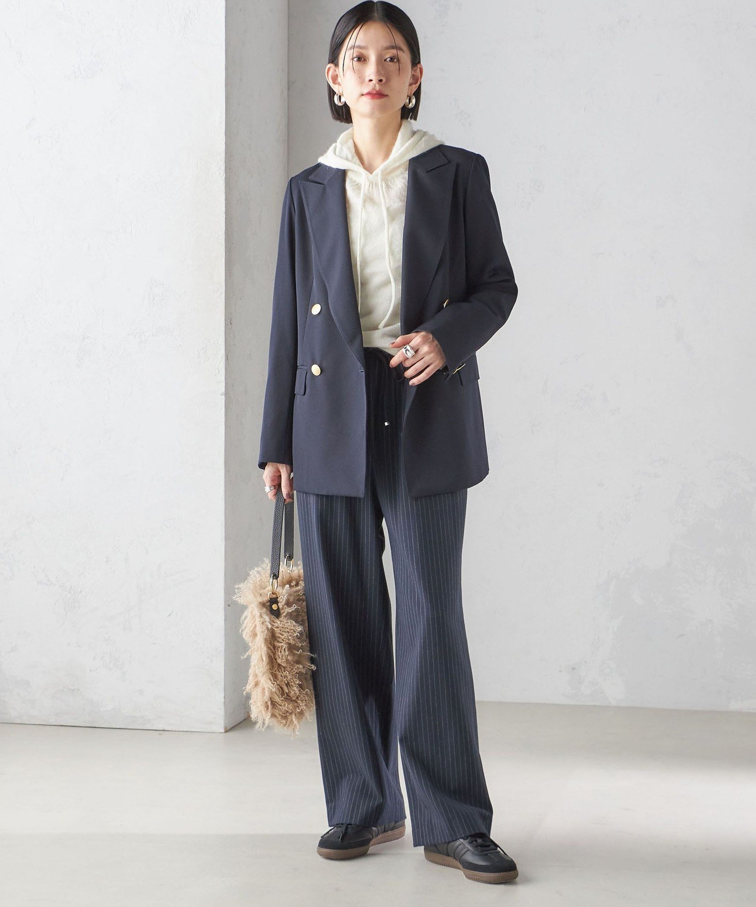 WOMEN 〈手洗い可能〉両面起毛 ドロスト パンツ（ネイビー） 24AW シップス パンツ その他のパンツ ネイビー