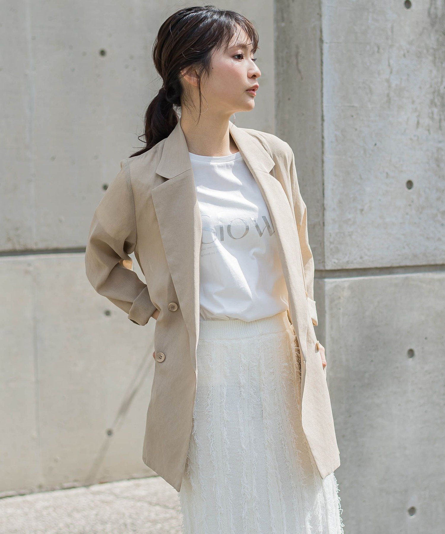 【SALE/40%OFF】Droite lautreamont シアー麻調合繊ジャケット≪手洗い可能≫ ドロワット・ロートレアモン ジャケット・アウター テーラードジャケット・ブレザー ネイビー ベージュ【送料無料】
