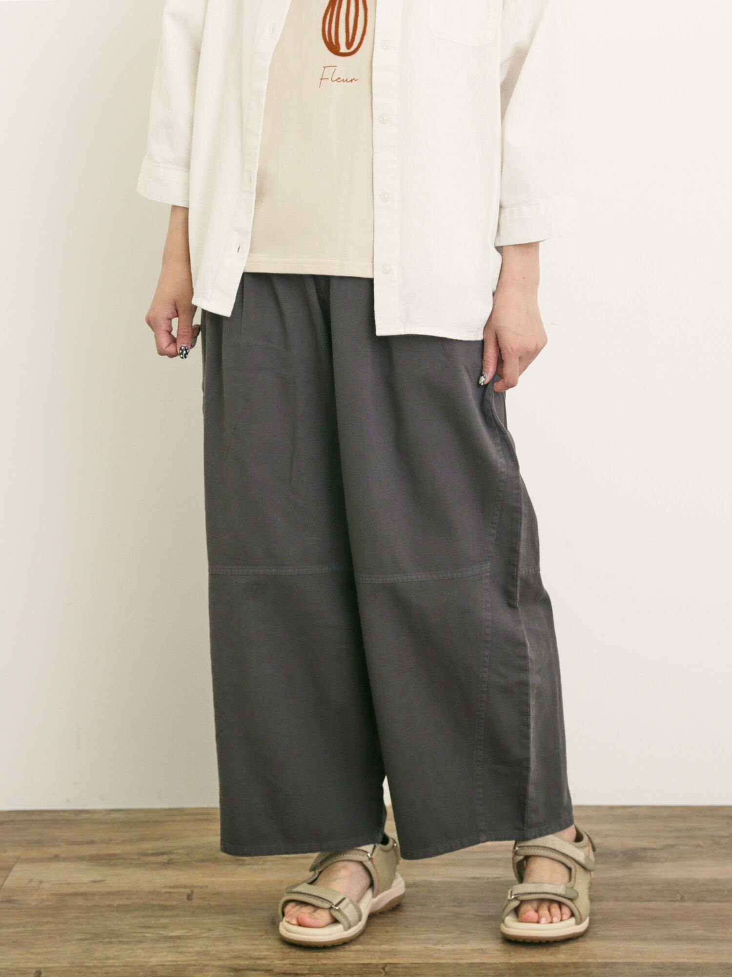 【SALE／60%OFF】Samansa Mos2 製品染めバイオ加工切替パンツ サマンサモスモス パンツ その他のパンツ ネイビー グレー ベージュのサムネイル