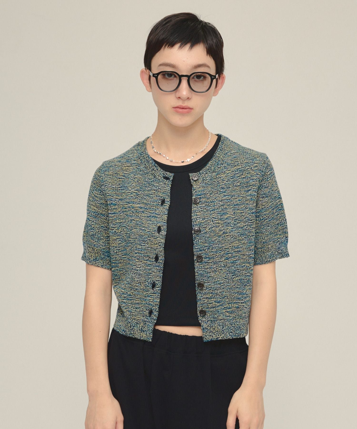 【SALE／30%OFF】eL 5G Melange Cardigan SS ジーナシス トップス カーディガン ブルー オレンジ【送料無料】