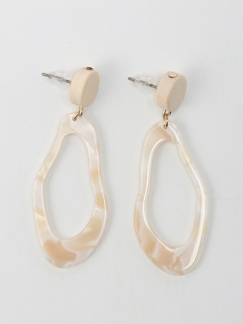 【SALE／50%OFF】studio CLIP ウッドヘンケイマーブルP スタディオクリップ アクセサリー ピアス ホワイト ブラウン