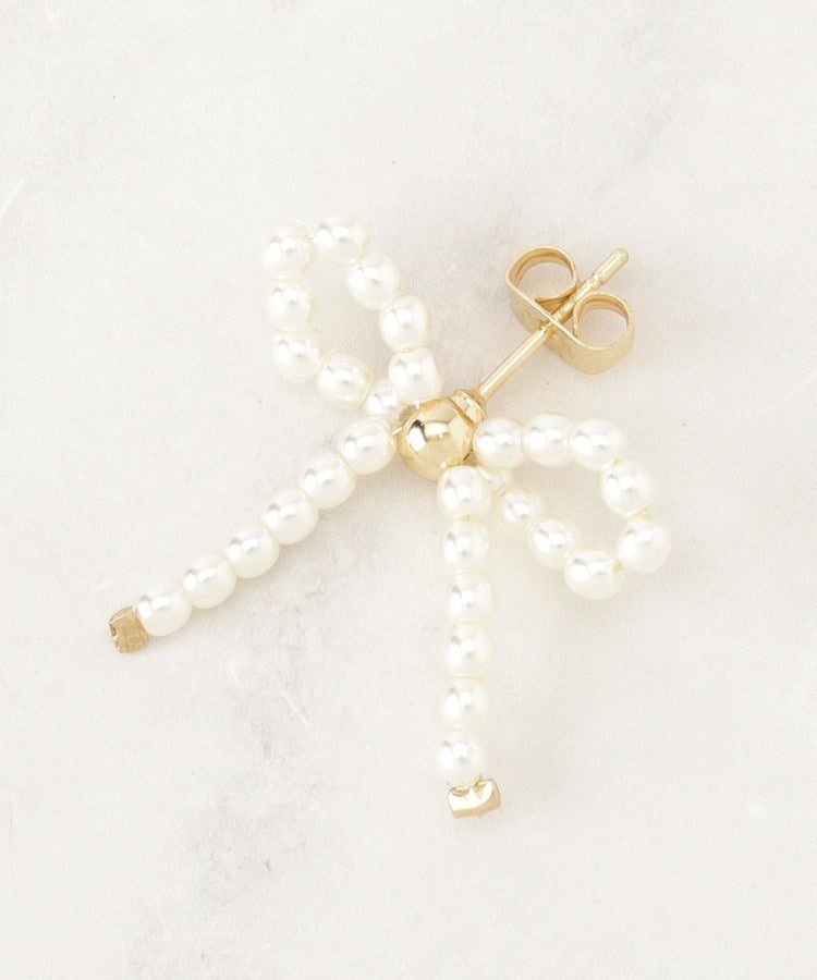 Couture Brooch パール調リボンデザインピアス クチュールブローチ アクセサリー・腕時計 ピアス ゴールド