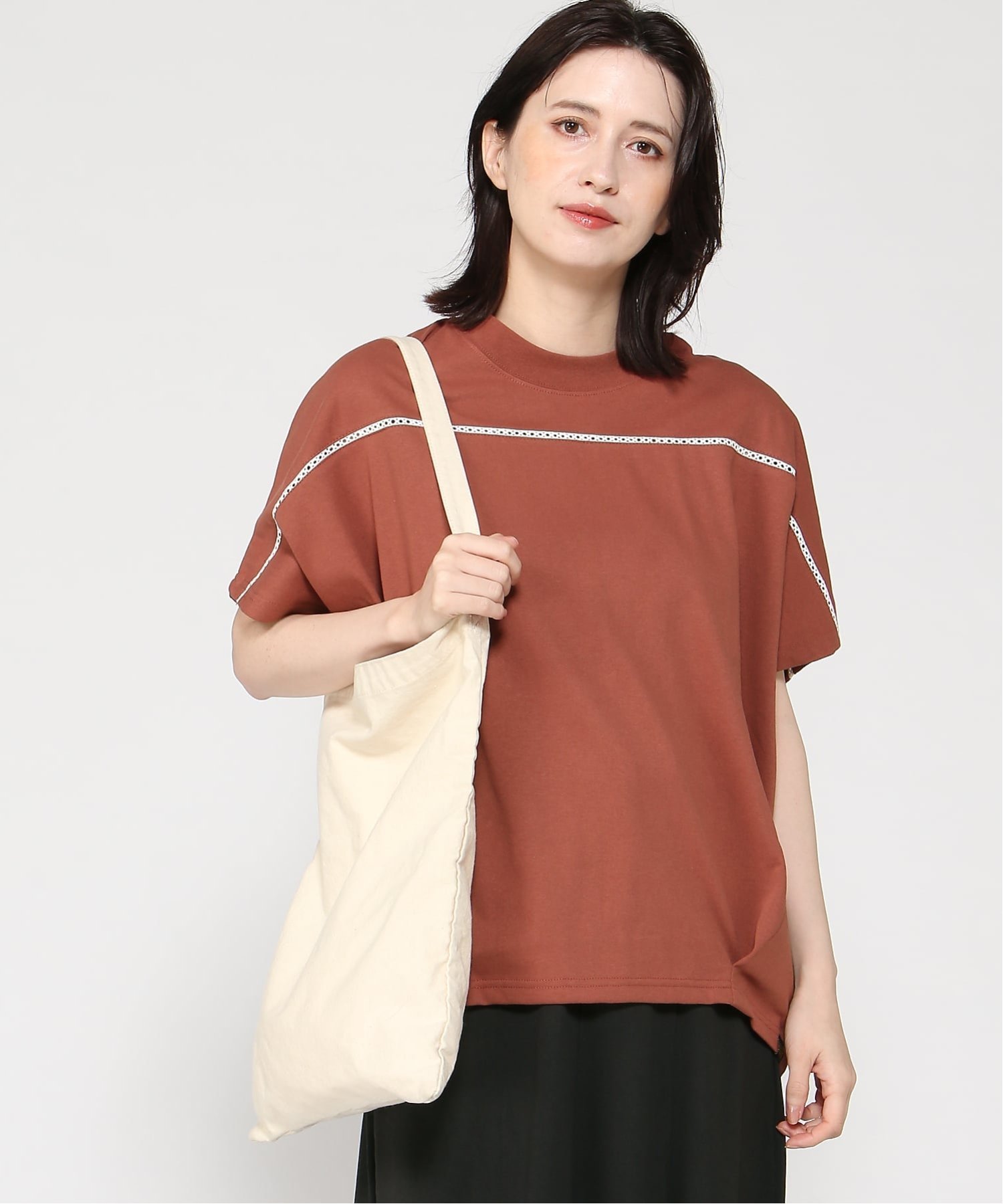 KRIFF MAYER (W)ウェットプロテクトレースコクーンT クリフメイヤー トップス カットソー・Tシャツ ブラック ホワイト グリーン ブラウン グレー
