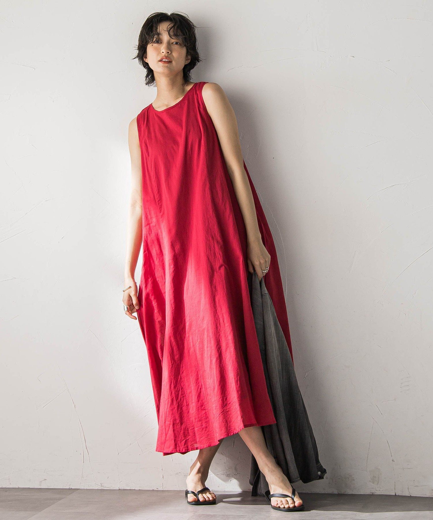 MAYSON GREY 綿ボイル前後2WAYノースリーブワンピース メイソングレイ ワンピース・ドレス ワンピース グレー ブラウン レッド イエロー