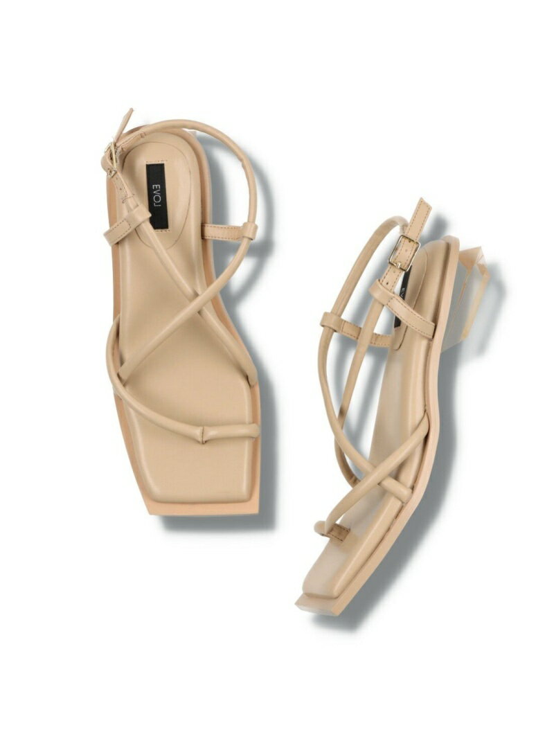 【SALE／77%OFF】EVOL 3.0cmクリアヒールコードサンダル イーボル シューズ・靴 サンダル ブラック ホワイト グレー ピンク ベージュのサムネイル