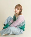 【SALE/50%OFF】KBF 『WEB/一部店舗限定』グラデーションショートカーディガン ケービーエフ トップス カーディガン ネイビー グリーン ホワイト...