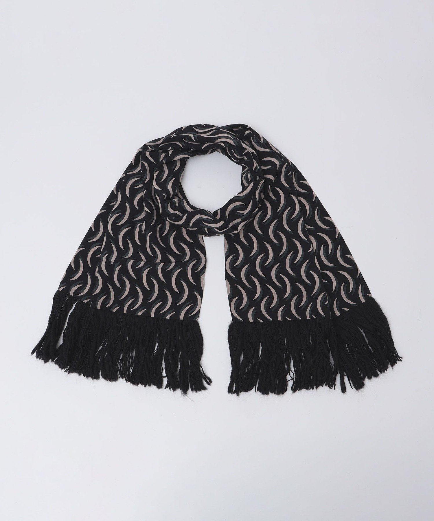 【SALE／50%OFF】SHIPS MEN 【SHIPS別注】Stefano Cau: シルク フリンジ ストール ウェーブ シップス ファッション雑貨 マフラー・ストール・ネックウォーマー ブラック ブラウン【送料無料】