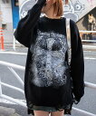 【SALE/33%OFF】WEGO LADY'S クラッシュBIGプリントニットプルオーバー ウィゴー トップス ニット ブラック