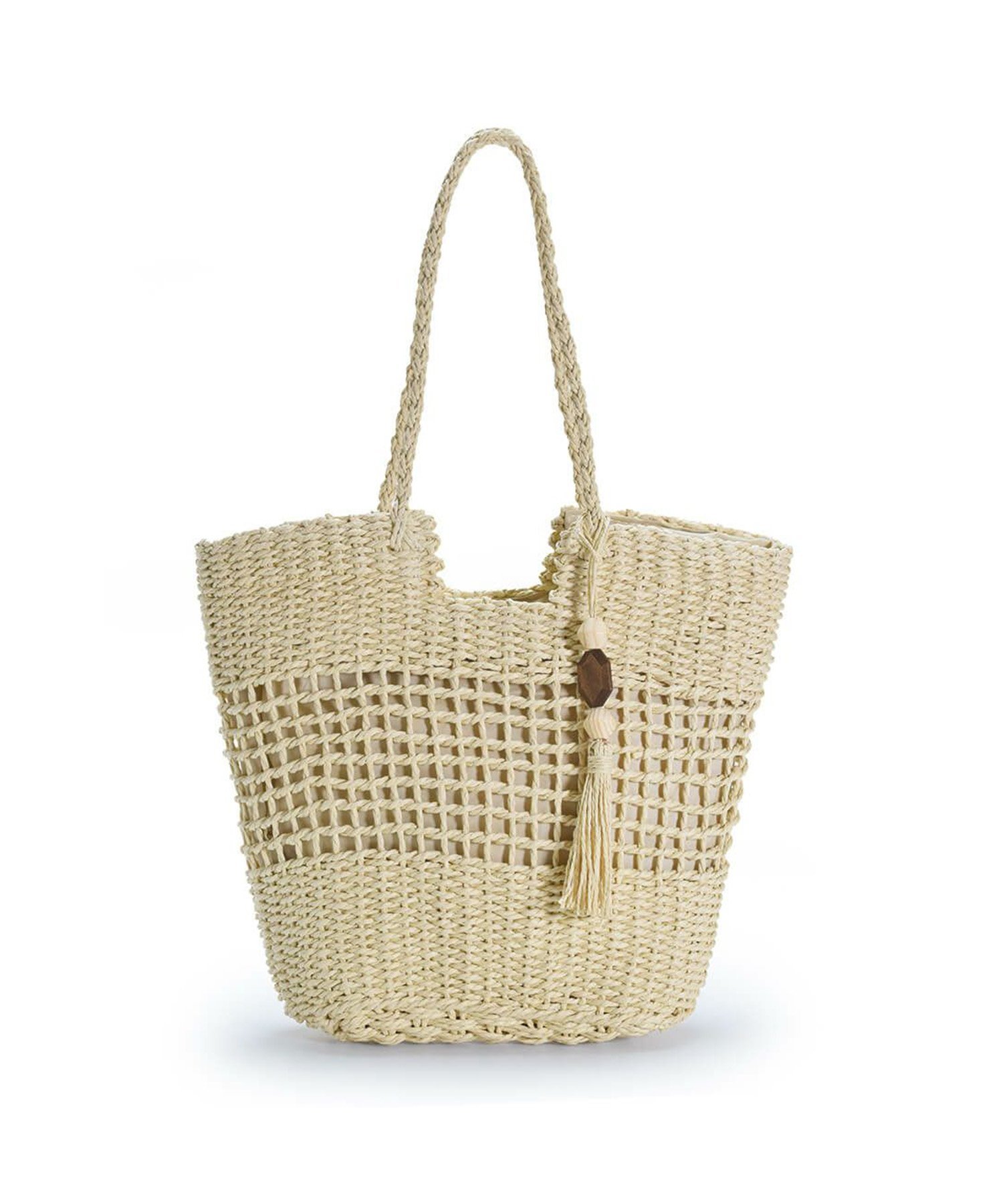 BARCOS 【BARCOS】透かし編みデザインかごバッグ バルコス バッグ トートバッグ ベージュ ブラウン【送..