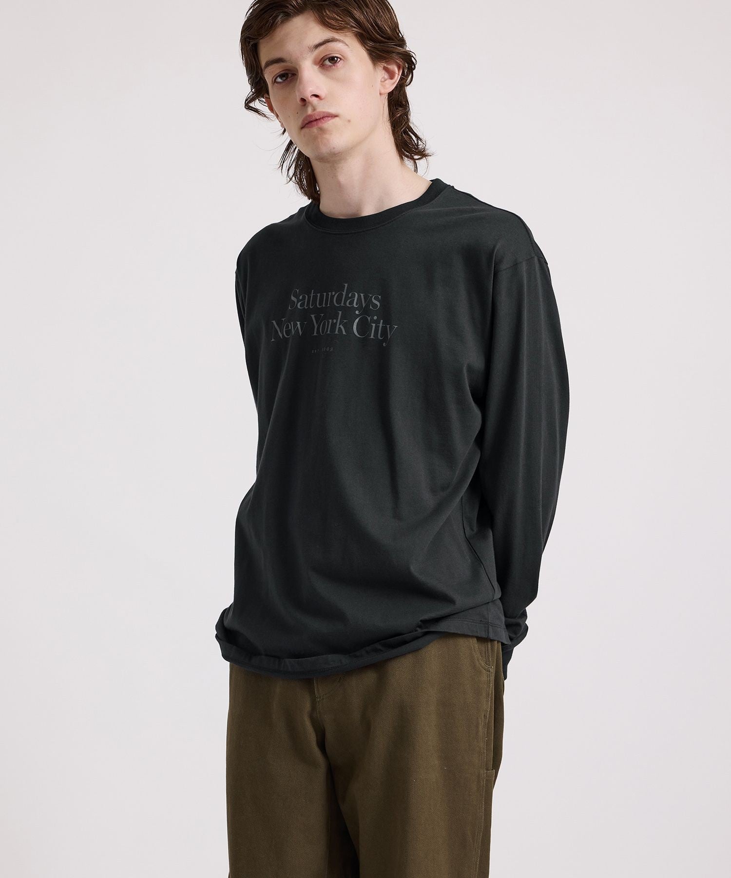 Saturdays NYC Miller Standard LS Tee サタデーズ　ニューヨークシティ トップス カットソー・Tシャツ ブラック ホワイト【送料無料】