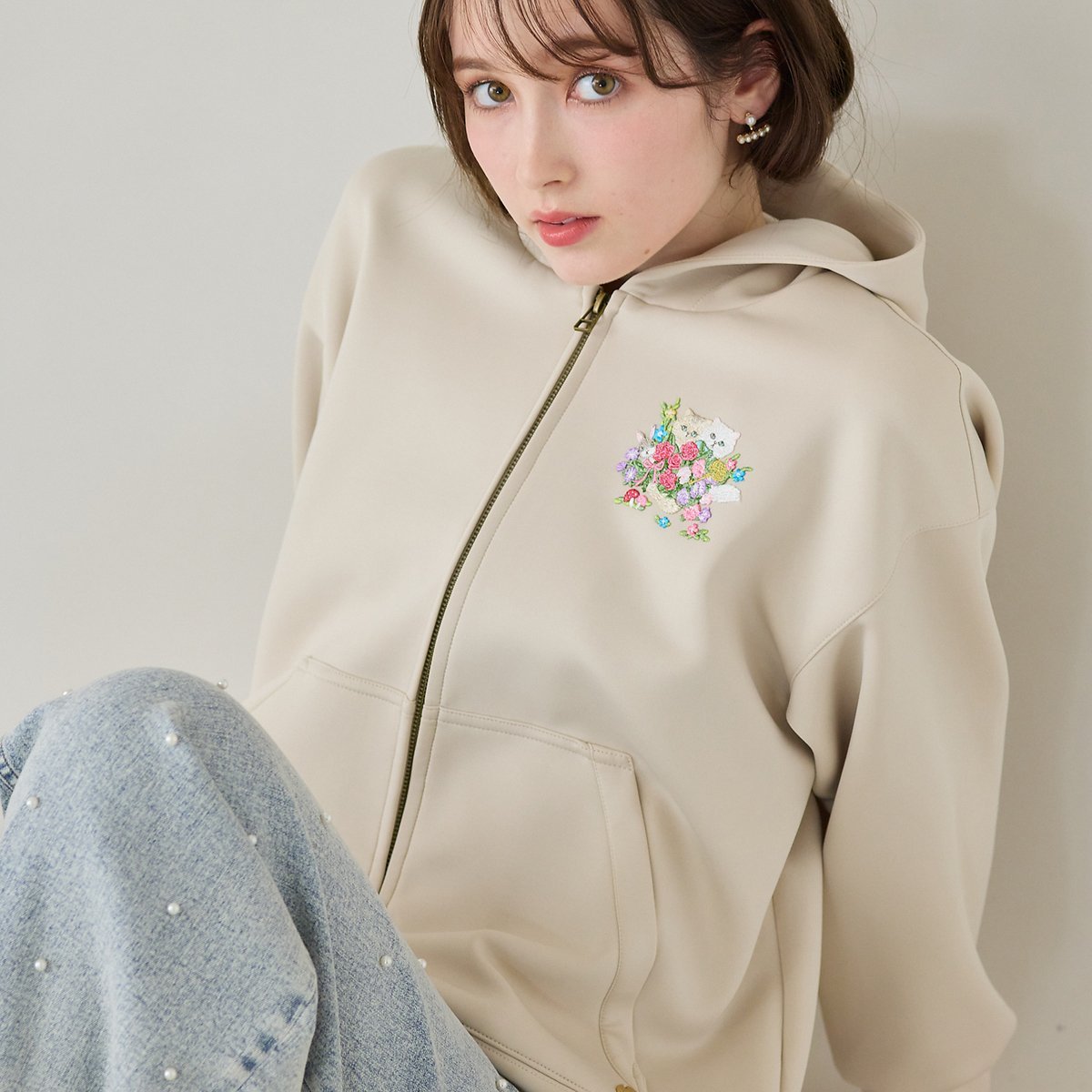 【SALE／10%OFF】Jolly Poupee 【22fabric】シークレットガーデン/ パーカー ローズティアラ トップス ..